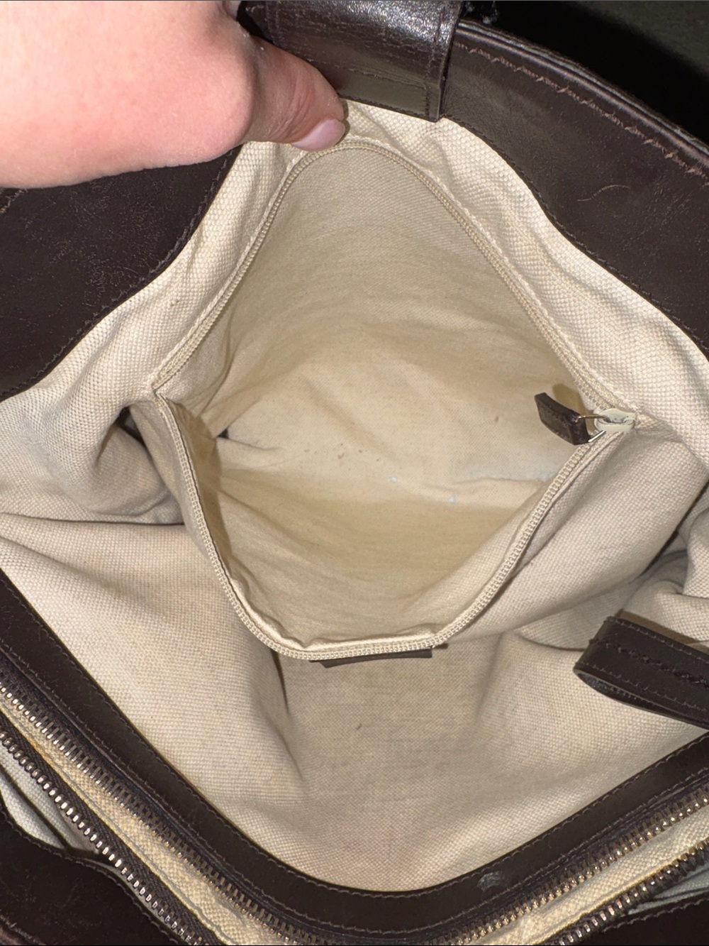 Gucci Beige GG Canvas Shoulder Bag with Brown Trim and Gold Charm - Picture 14 of 15
